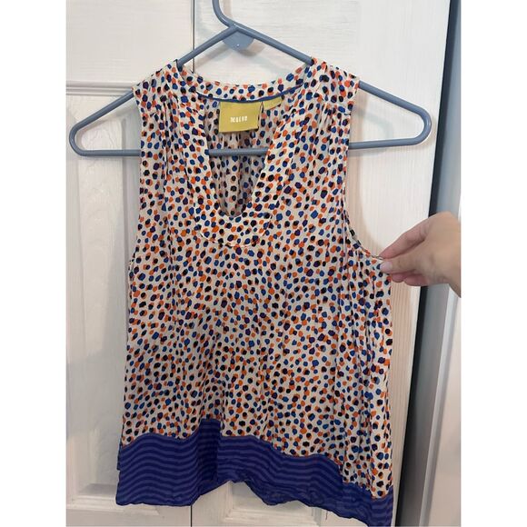 Maeve Anthropologie Women's Polka Dot Sleeveless Blouse  Multicolor Size 0 - Picture 2 of 8